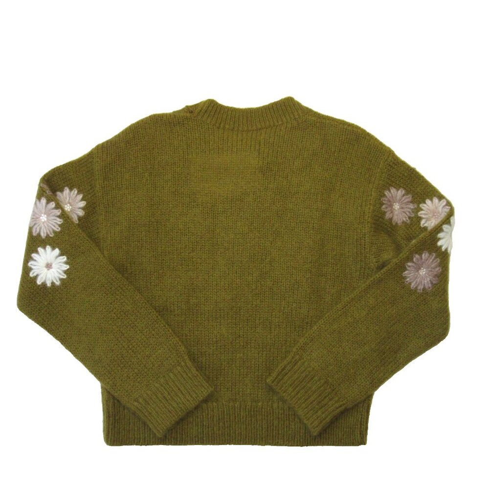 NWT La Maille Sezane Suzon Jumper in Olive Floral Embroidered Sweater S - Picture 9 of 10